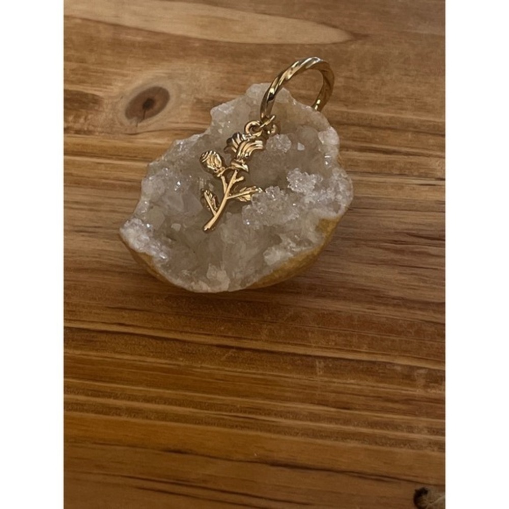 Small Boho Gold Round Hoop Post Earrings w/ Rose Charm -90's Inspo Y2K Gift -New - Picture 13 of 16